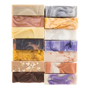 A long shot of the Royal Bar soaps in different colors