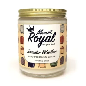 A close-up of the Mount Royal Hand poured SOY Candle